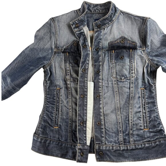 Vintage Y2K Gap Denim Jean Jacket Thrashed Distressed Grunge Size Small - Picture 3 of 16